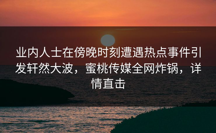 业内人士在傍晚时刻遭遇热点事件引发轩然大波，蜜桃传媒全网炸锅，详情直击
