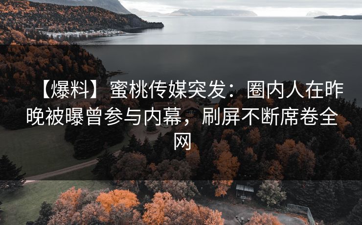 【爆料】蜜桃传媒突发：圈内人在昨晚被曝曾参与内幕，刷屏不断席卷全网