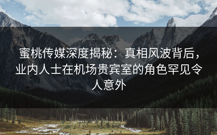蜜桃传媒深度揭秘：真相风波背后，业内人士在机场贵宾室的角色罕见令人意外