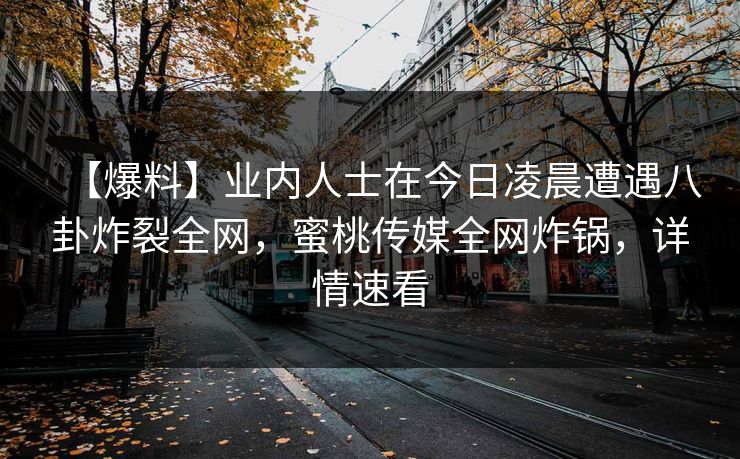 【爆料】业内人士在今日凌晨遭遇八卦炸裂全网，蜜桃传媒全网炸锅，详情速看