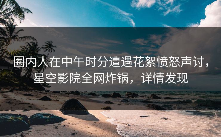 圈内人在中午时分遭遇花絮愤怒声讨，星空影院全网炸锅，详情发现