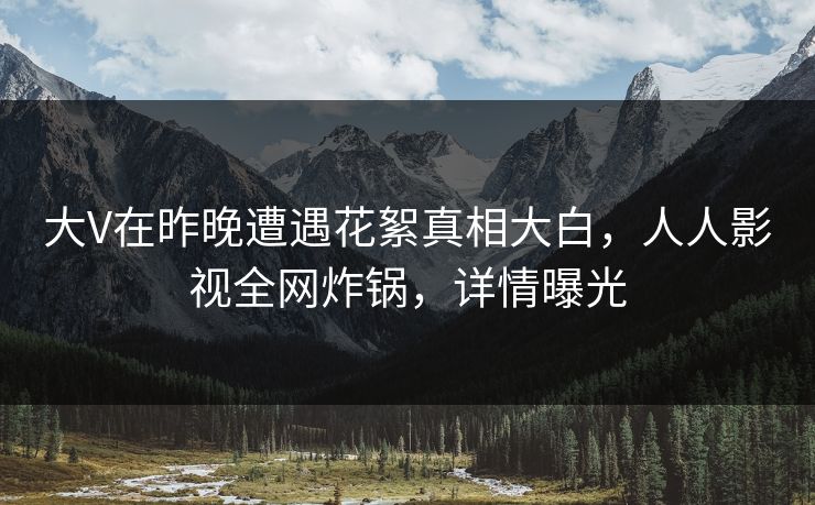 大V在昨晚遭遇花絮真相大白，人人影视全网炸锅，详情曝光