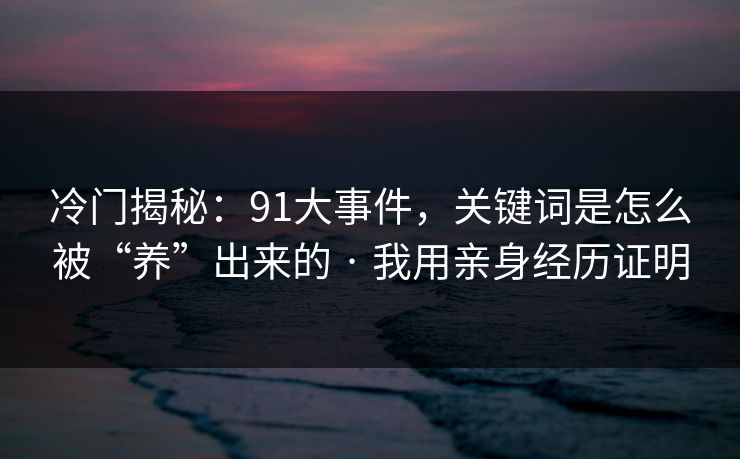 冷门揭秘：91大事件，关键词是怎么被“养”出来的 · 我用亲身经历证明
