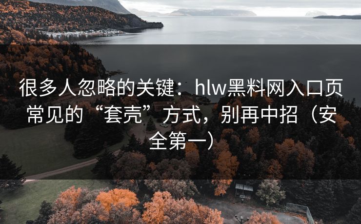 很多人忽略的关键：hlw黑料网入口页常见的“套壳”方式，别再中招（安全第一）