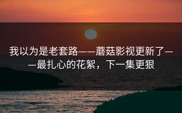 我以为是老套路——蘑菇影视更新了——最扎心的花絮,下一集更狠 我以为是老套路——蘑菇影视更新了——最扎心的花絮,下一集更狠