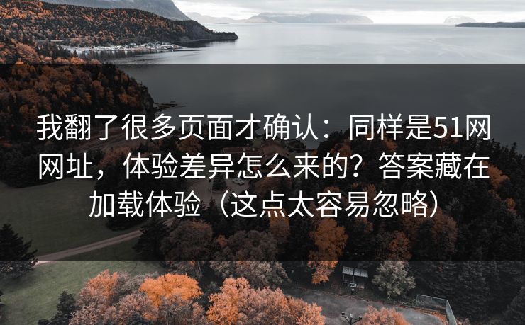 我翻了很多页面才确认:同样是51网网址,体验差异怎么来的?答案藏在加载体验(这点太容易忽略) 我翻了很多页面才确认:同样是51网网址,体验差异怎么来的?答案藏在加载体验(这点太容易忽略)